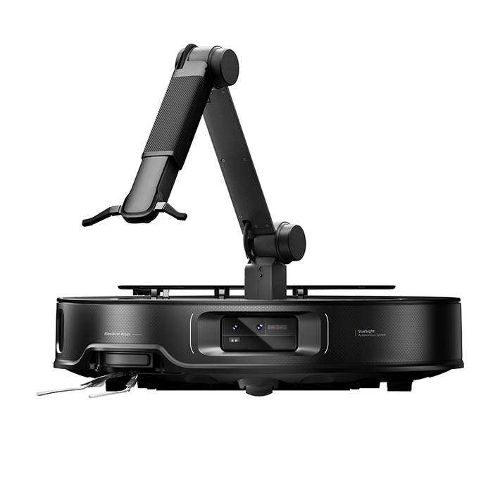 Roborock Saros Z70 black robot vacuum with OmniGrip arm