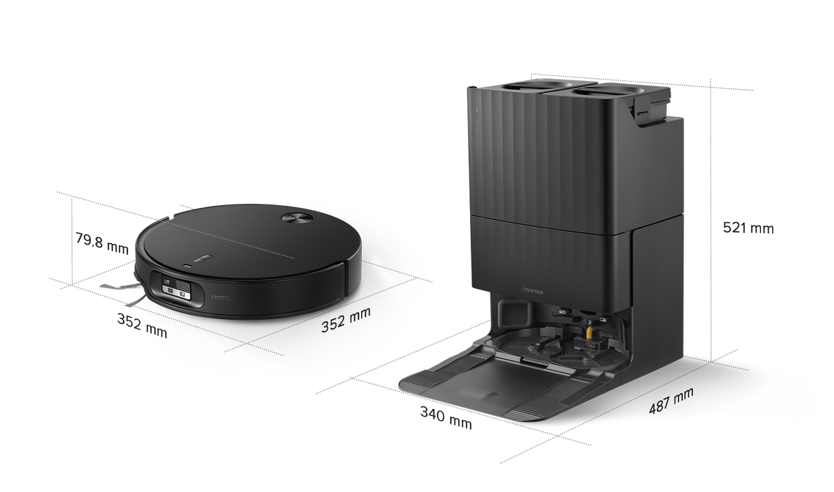 Roborock Qrevo Edge 2 and docking station dimensions